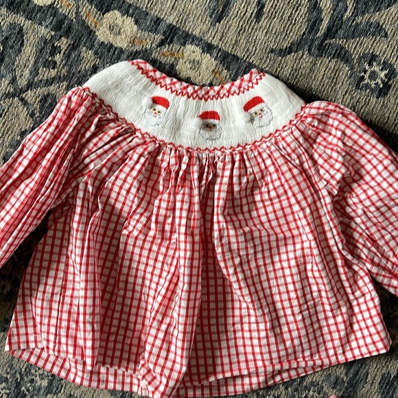 Cecil and Lou smocked ruffle Santa outfit 3T - Picture 2 of 6